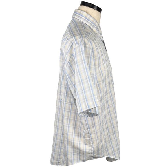 Lazarus Mens XL Short Sleeve Button-Up Shirt Blue/Yellow Plaid Lightweight - Picture 4 of 9